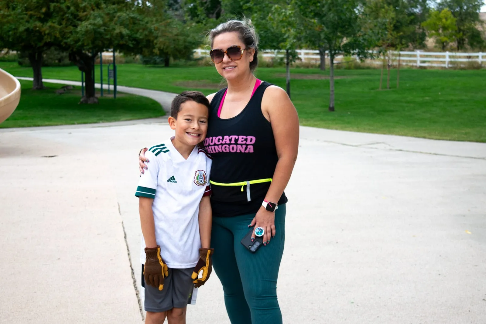 Claudia and her son at the park