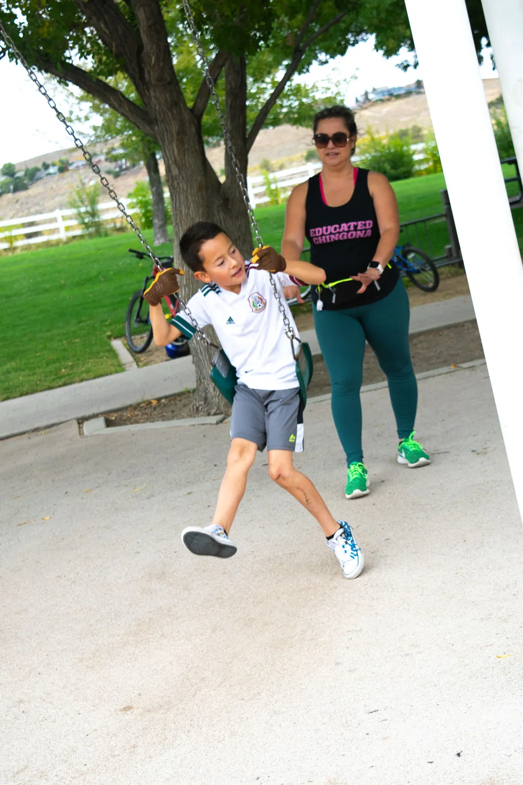 Claudia and her son at the park